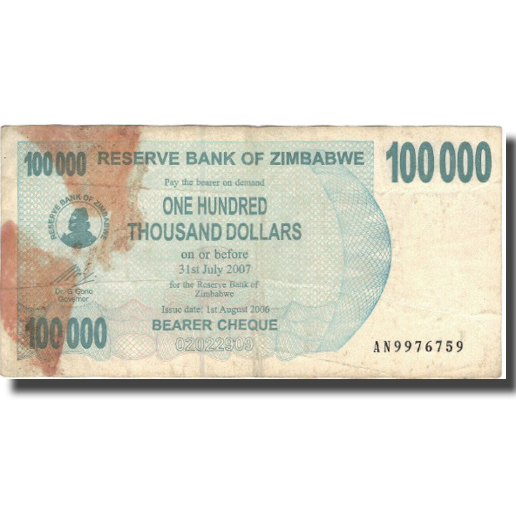 Banknote, Zimbabwe, 100,000 Dollars, 2007, 2007-07-31, KM:48b, VG(8-10)