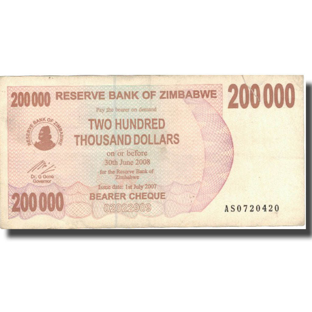 Banknote, Zimbabwe, 200,000 Dollars, 2008, 2008-06-30, KM:49, AG(1-3)