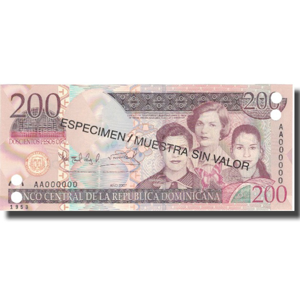 Billete, 200 Pesos Oro, 2007, República Dominicana, 2007, Specimen, UNC