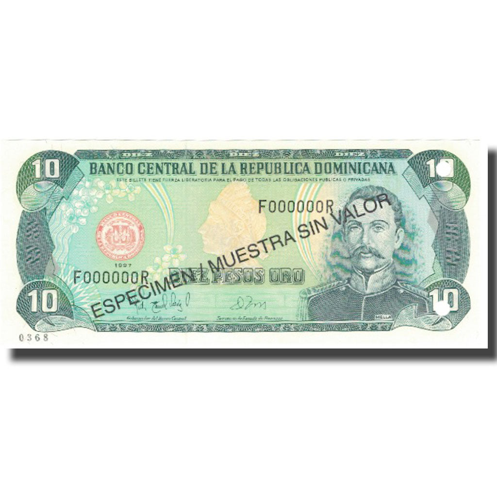 Billete, 10 Pesos Oro, 1997, República Dominicana, 1997, Specimen, KM:153s, UNC