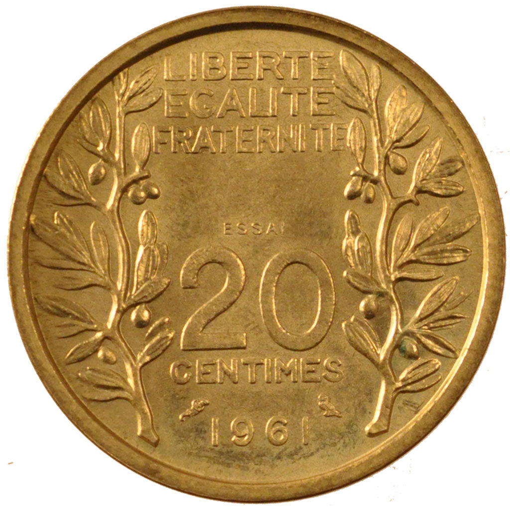 Coin, France, 20 Centimes, 1961, MS(65-70), Aluminum-Bronze, KM:E105