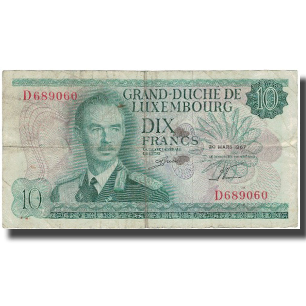 Banknote, Luxembourg, 10 Francs, 1967, 1967-03-20, KM:53a, VF(30-35)