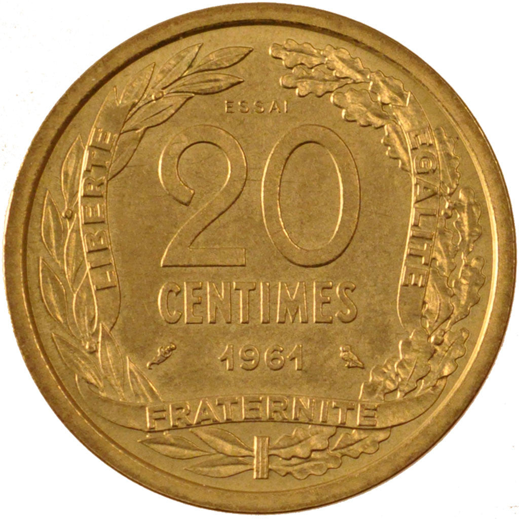 Coin, France, 20 Centimes, 1961, MS(65-70), Aluminium-Bronze, Gadoury:330