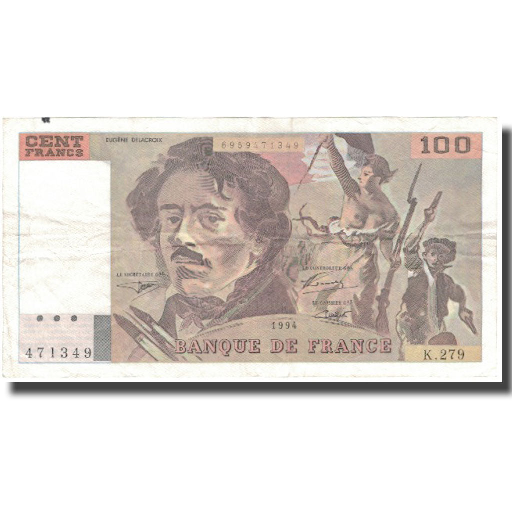 France, 100 Francs, 100 F 1978-1995 ''Delacroix'', 1994, 1994, VF(30-35)