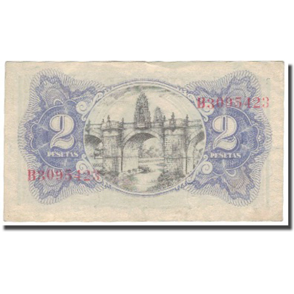 Banknote, Spain, 2 Pesetas, 1938, 1938, KM:95, VF(20-25)