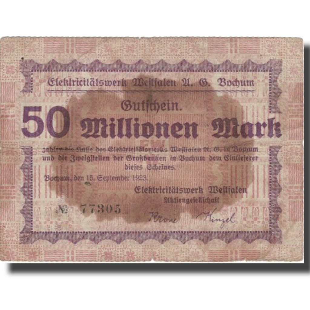 Geldschein, Deutschland, 50 Millionen Mark, valeur faciale, 1923, 1923-09-15, S+