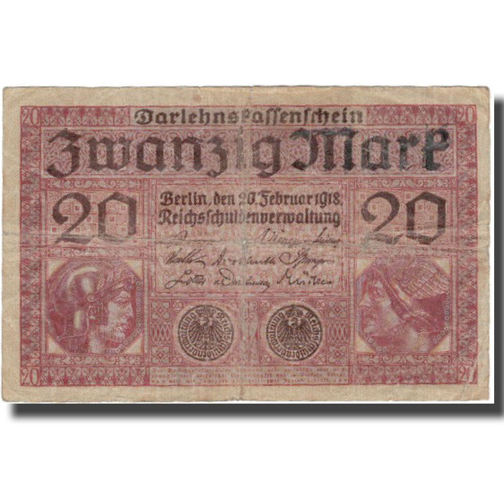 Banknote, Germany, 20 Mark, 1918, 1918-02-20, KM:57, F(12-15)
