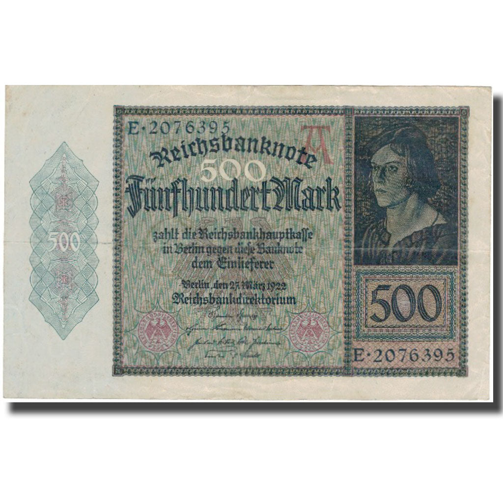 Banknote, Germany, 500 Mark, 1922, 1922-03-27, KM:73, EF(40-45)