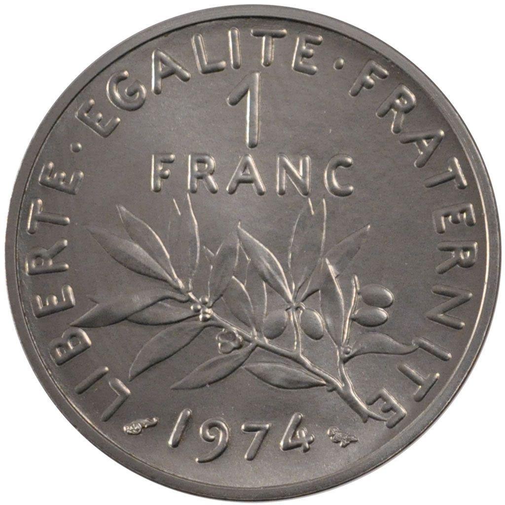 FRANCE, Franc, 1974, KM #P500, MS(65-70), Nickel, Gadoury #474P, 12.00