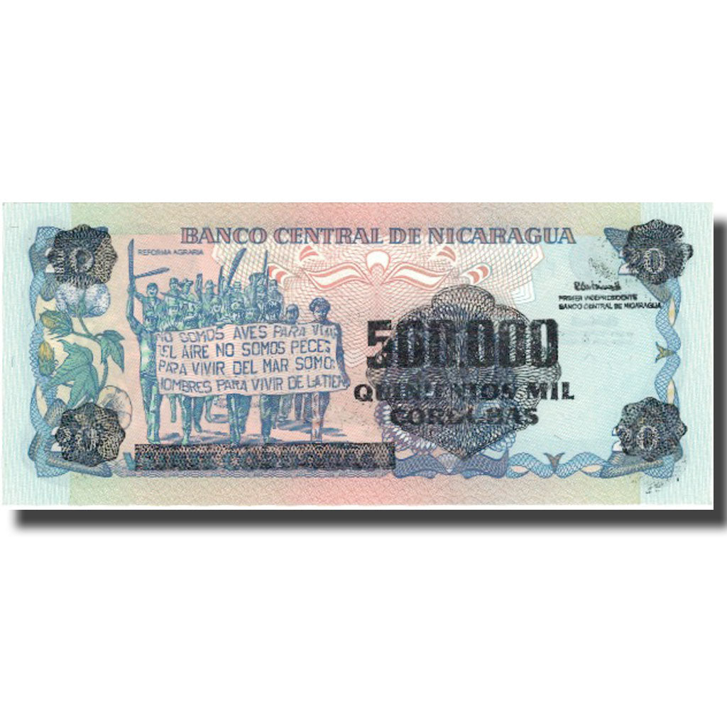 Banknote, Nicaragua, 500,000 Córdobas on 20 Córdobas, 1985, 1985, KM:163
