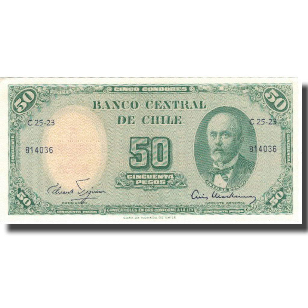 Banknote, Chile, 5 Centesimos on 50 Pesos, UNDATED (1960-1961), KM:126a