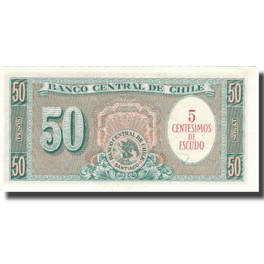 Banknote, Chile, 5 Centesimos on 50 Pesos, UNDATED (1960-1961), KM:126a