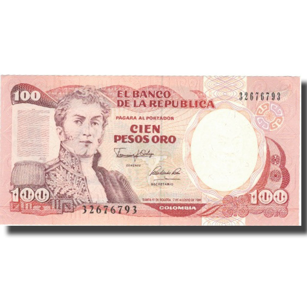 Banknote, Colombia, 100 Pesos Oro, 1991, 1991-08-07, KM:426A, UNC(60-62)