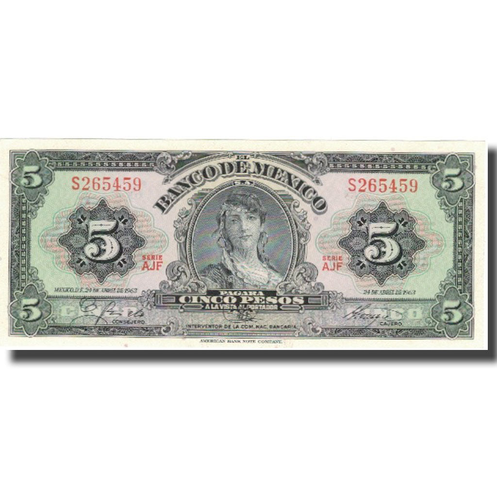 Banknote, Mexico, 5 Pesos, 1963, 1963-04-24, KM:60h, UNC(63)
