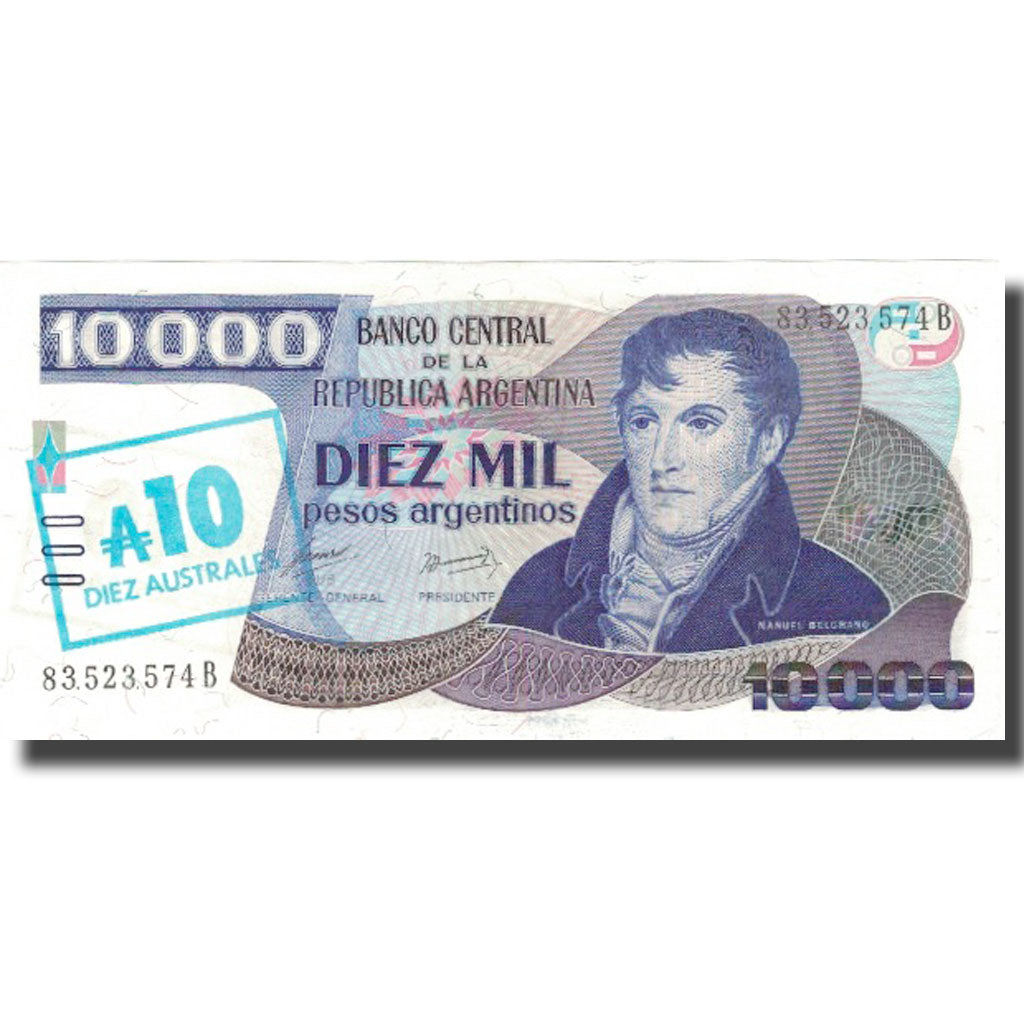 Banknot, Argentina, 10 Australes, Undated, Undated, KM:322b, UNC(64)