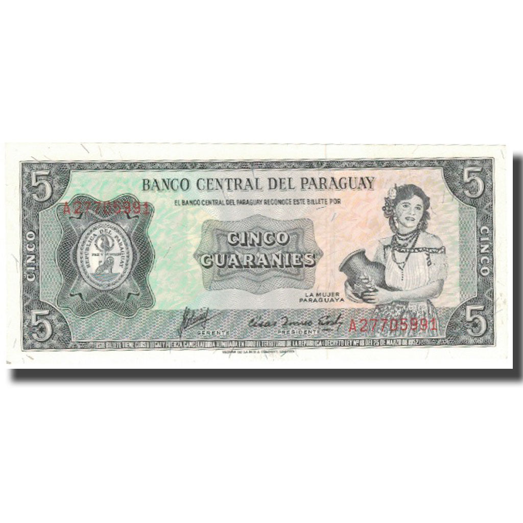 Billete, 5 Guaranies, Paraguay, KM:195b, UNC