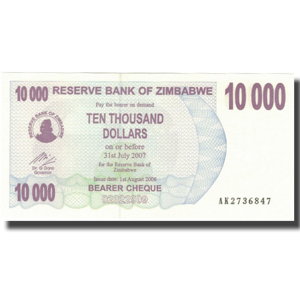 Banknote, Zimbabwe, 10,000 Dollars, 2007, 2007-07-31, KM:46b, UNC(65-70)