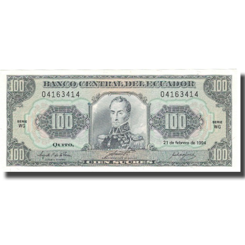 Banknote, Ecuador, 100 Sucres, 1994, 1994-02-21, KM:123Ac, UNC(60-62)