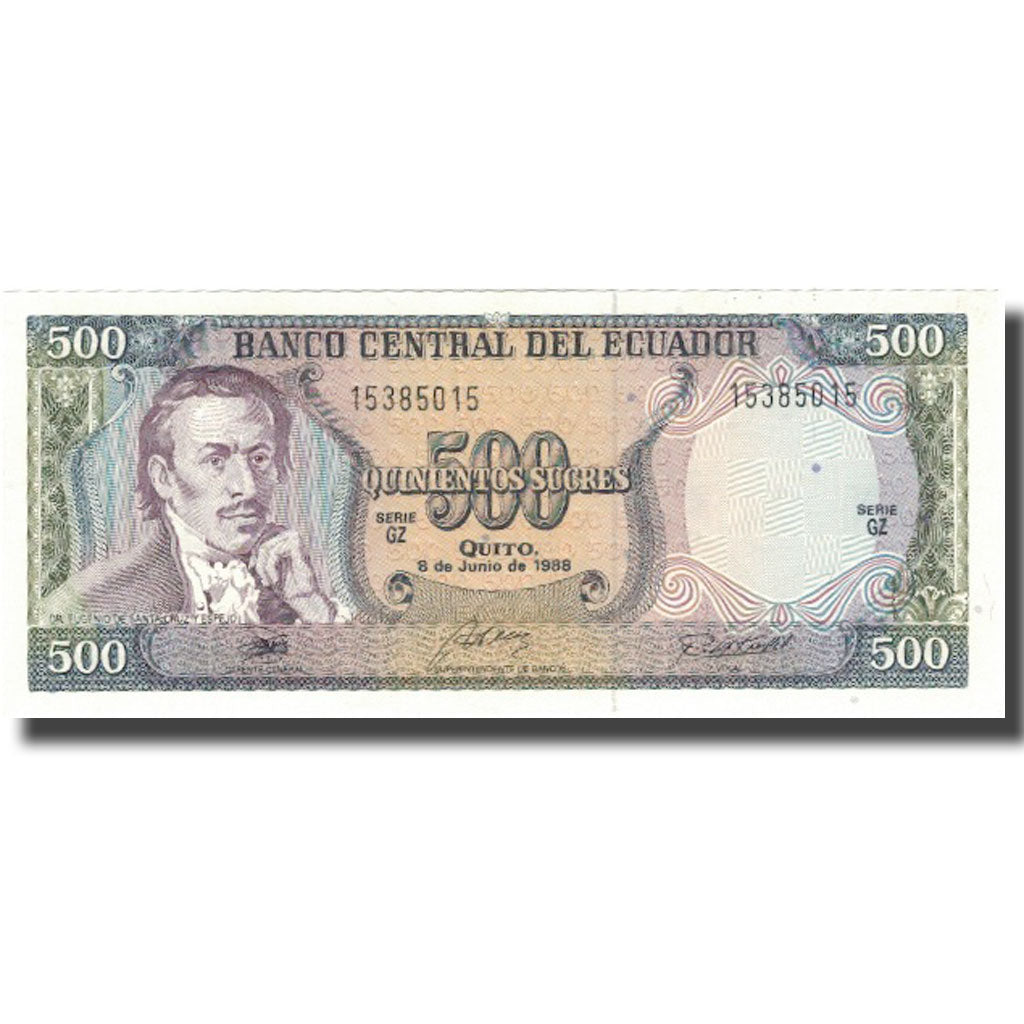 Nota, Equador, 500 Sucres, 1988, 1988-06-08, KM:124a, UNC(64)