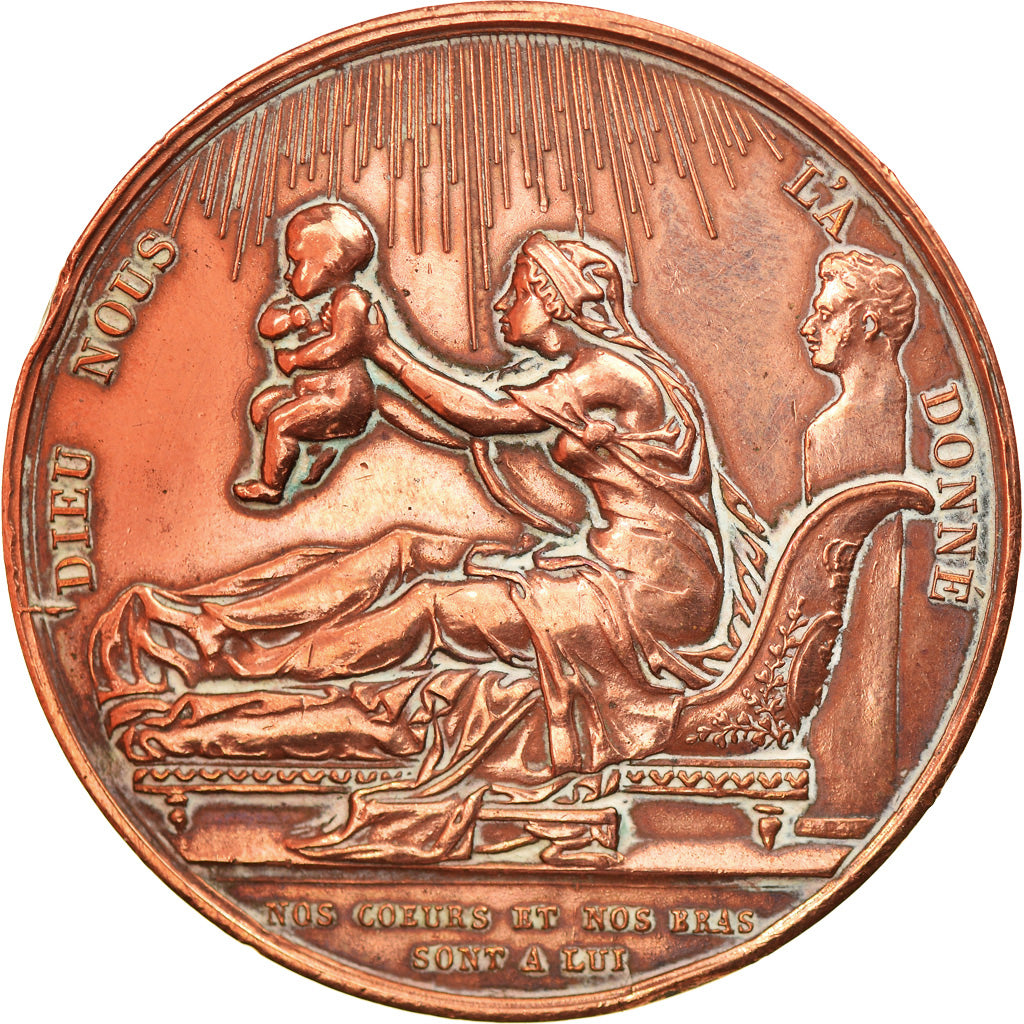 France, Médaille, Naissance du Comte de Chambord, History, 1820, Gayrard, TTB+