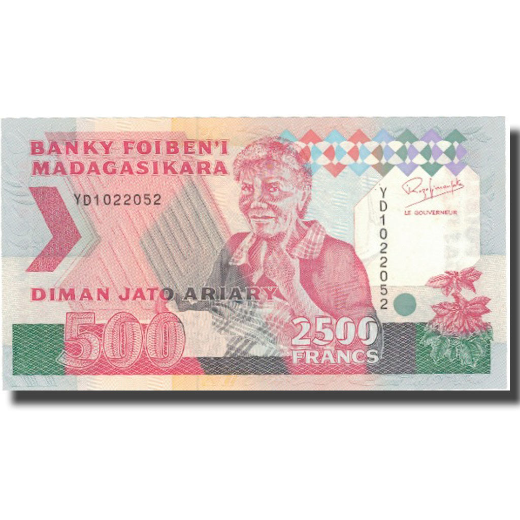 Banknote, Madagascar, 2500 Francs = 500 Ariary, Undated (1993), KM:72Aa
