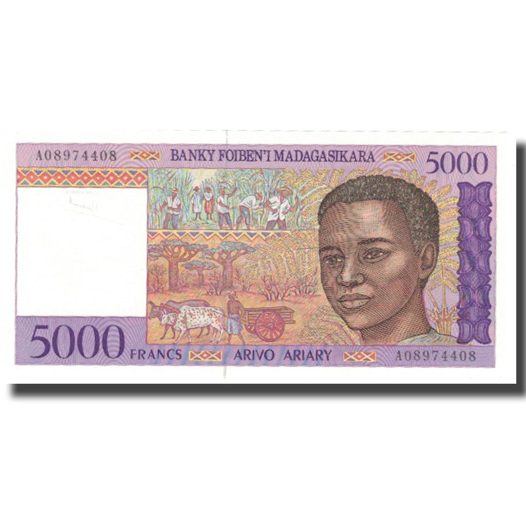 Banknote, Madagascar, 5000 Francs = 1000 Ariary, Undated (1995), KM:78a