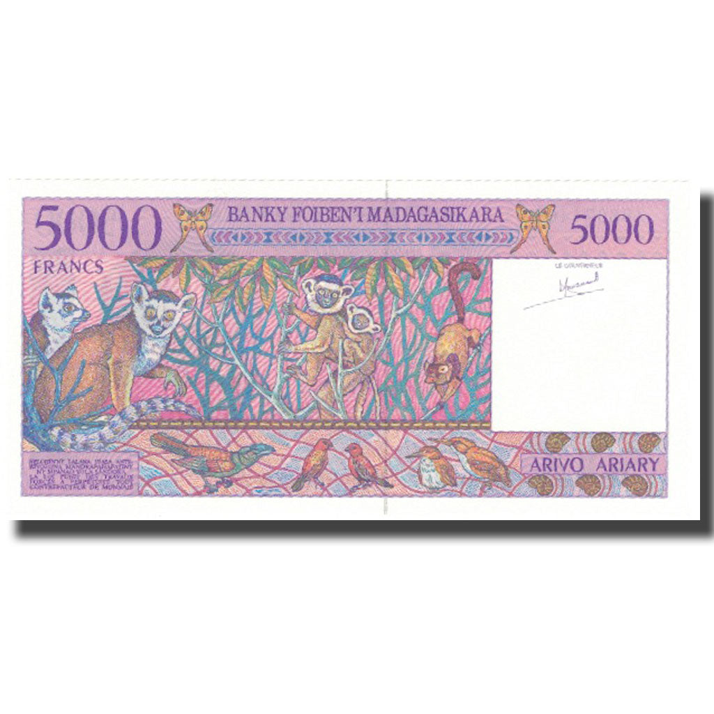 Banknote, Madagascar, 5000 Francs = 1000 Ariary, Undated (1995), KM:78a