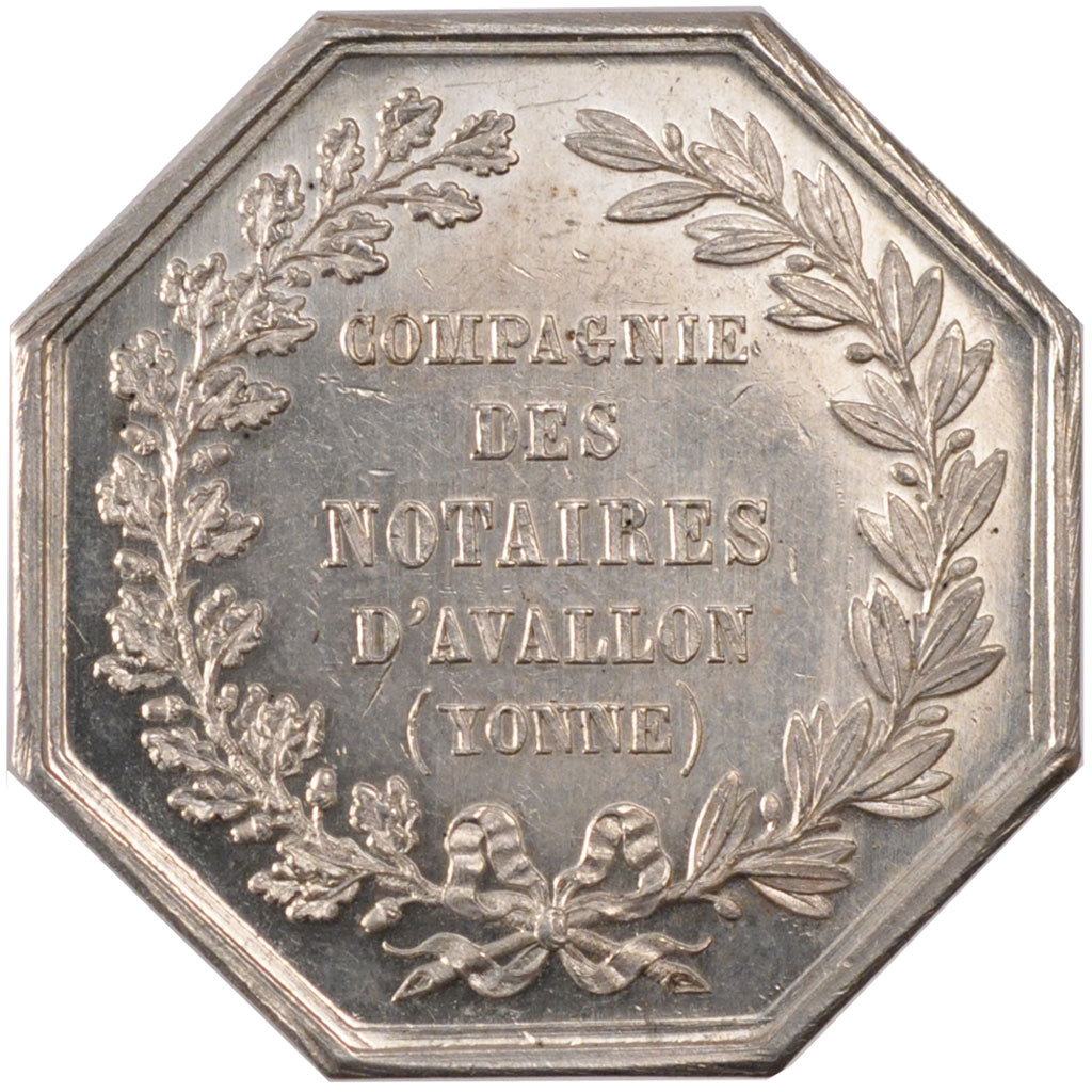 France, Notary, Token, 1858, MS(60-62), Silver, Lerouge #28, 15.00