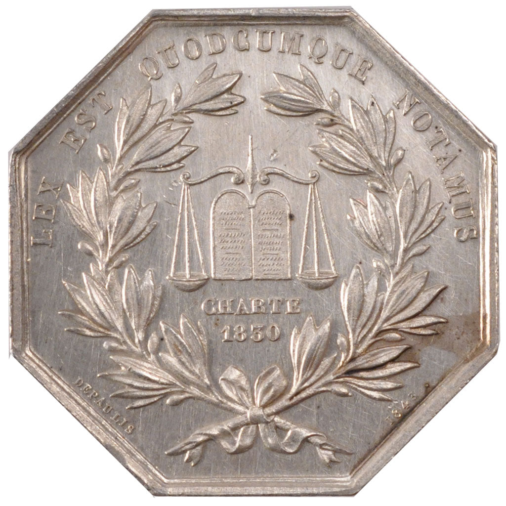 France, Notary, Token, 1842, MS(60-62), Silver, Lerouge #68, 13.00