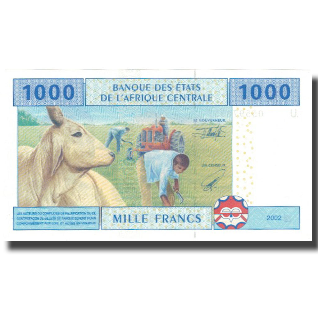 Banknote, Central African States, 1000 Francs, 2002, 2002, KM:207U, UNC(65-70)