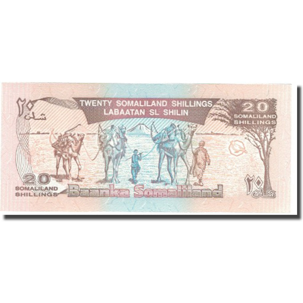 Banknote, Somaliland, 20 Shillings = 20 Shilin, 1996, 1996, KM:3b, UNC(65-70)