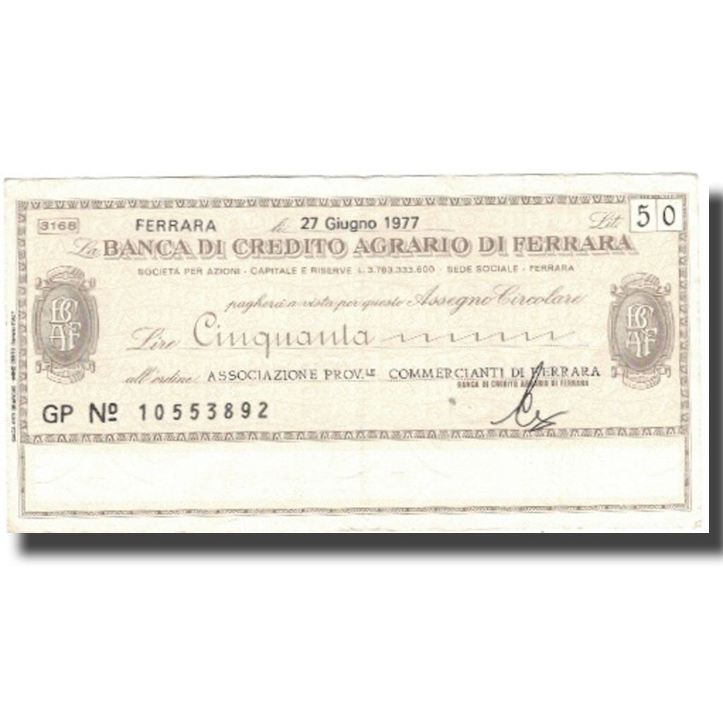 Banknote, Italy, 50 Lire, Texte, 1977, 1977-10-27, AU(55-58)
