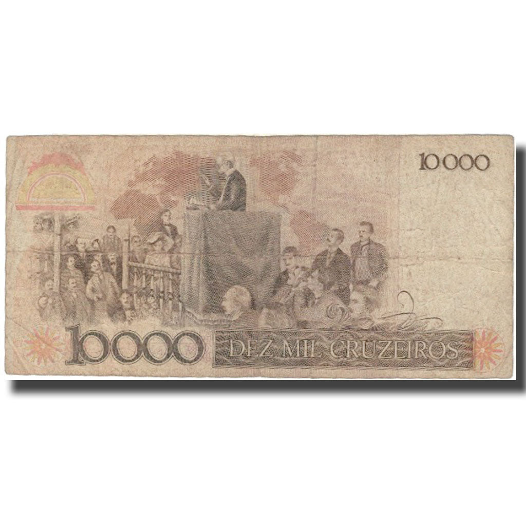 Banconote, Brasile, 10 Cruzados on 10,000 Cruzeiros, KM:206, B+