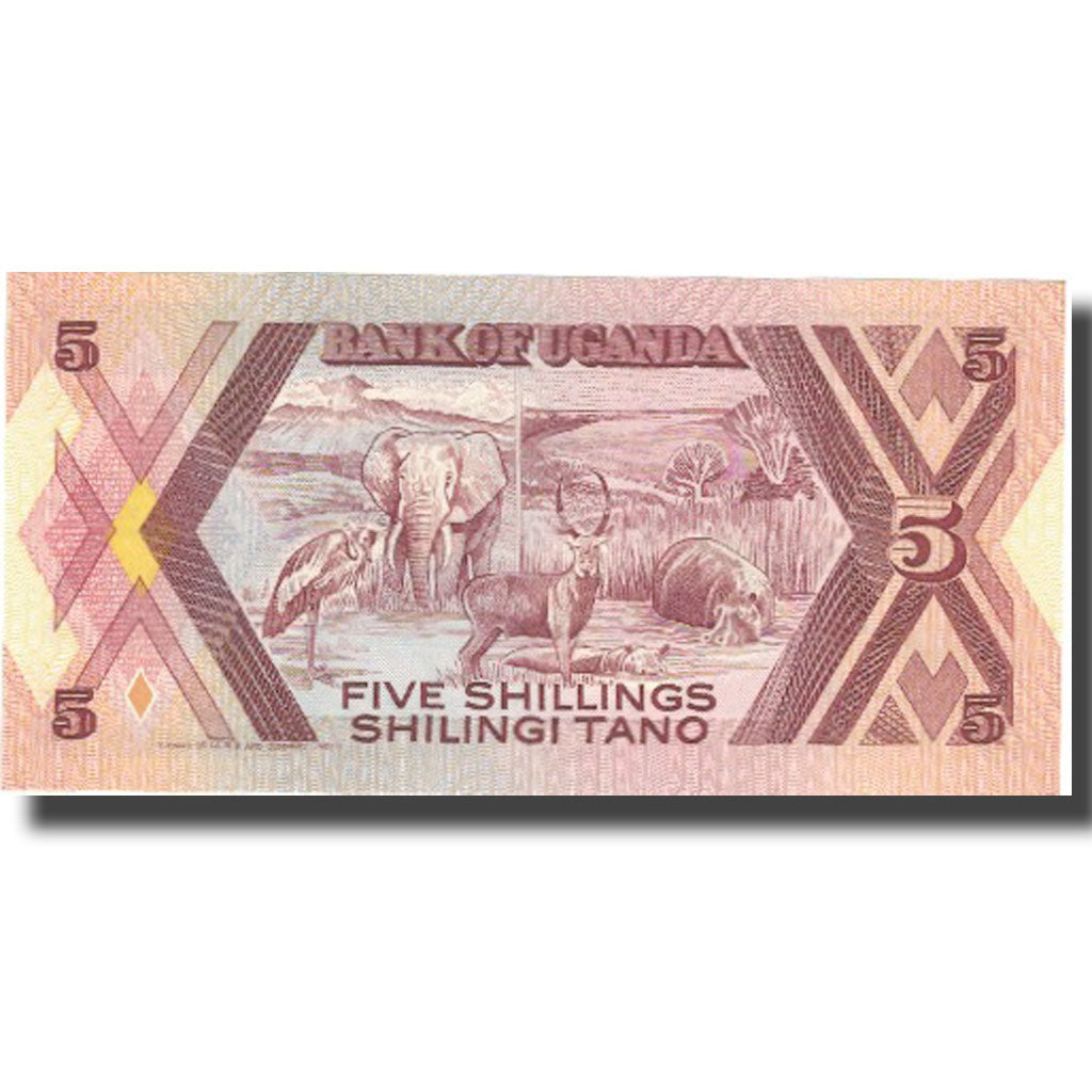 Banknote, Uganda, 5 Shillings, 1967, 1987, KM:27, UNC(65-70)