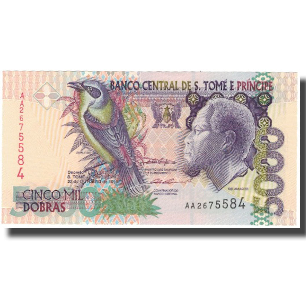 Nota, São Tomé e Príncipe, 5000 Dobras, 1996, 1996-10-22, KM:65b, UNC(65-70)