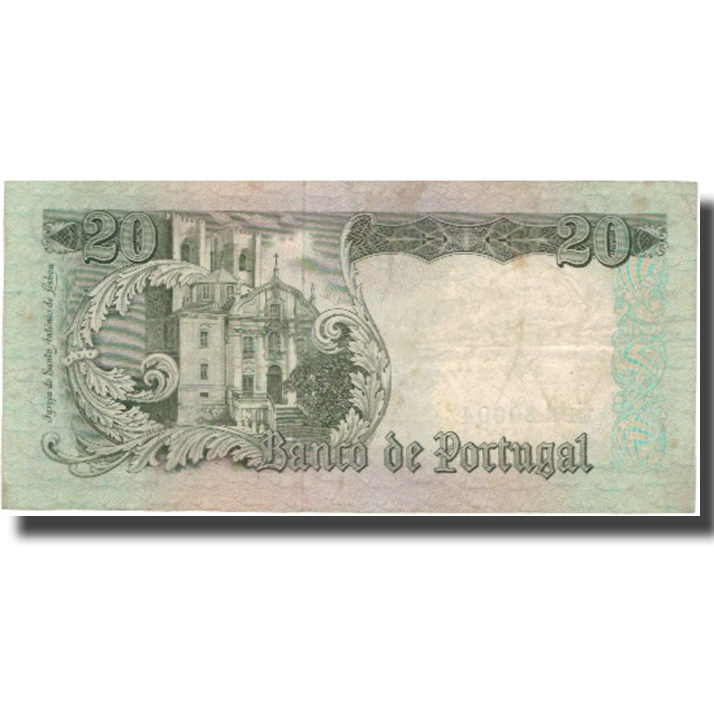 Geldschein, Portugal, 20 Escudos, 1964, 1964-05-26, KM:167b, S+
