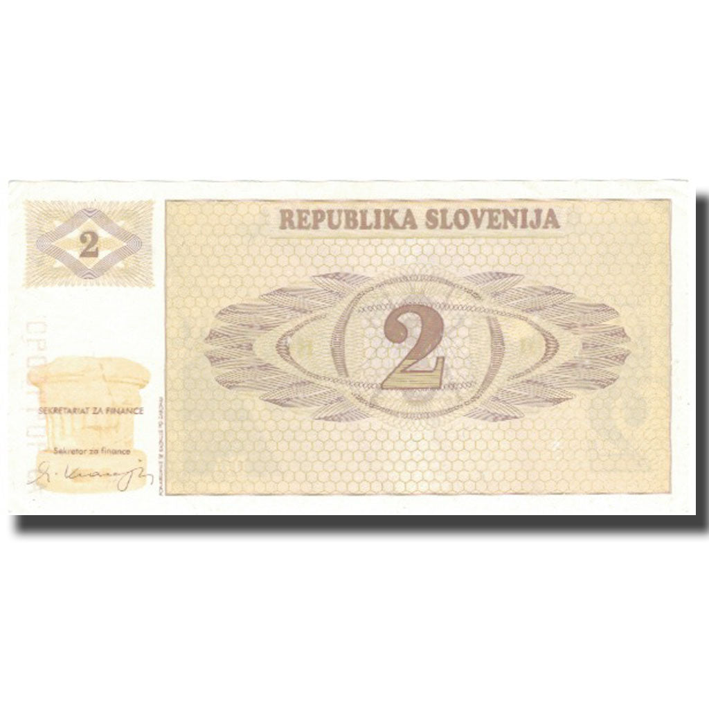 Banknote, Slovenia, 2 (Tolarjev), 1990, 1990, KM:2a, AU(55-58)