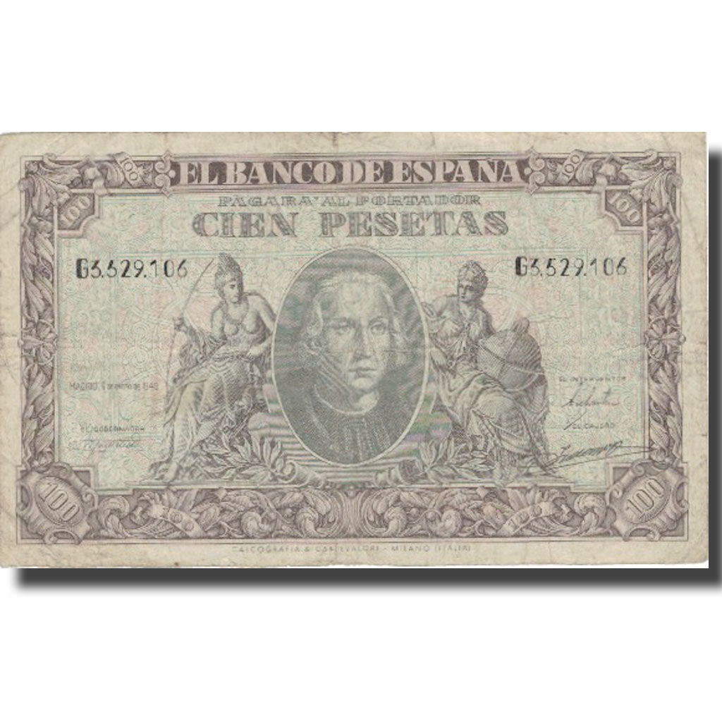 Banconote, Spagna, 100 Pesetas, 1940, 1940-01-09, KM:118a, B+