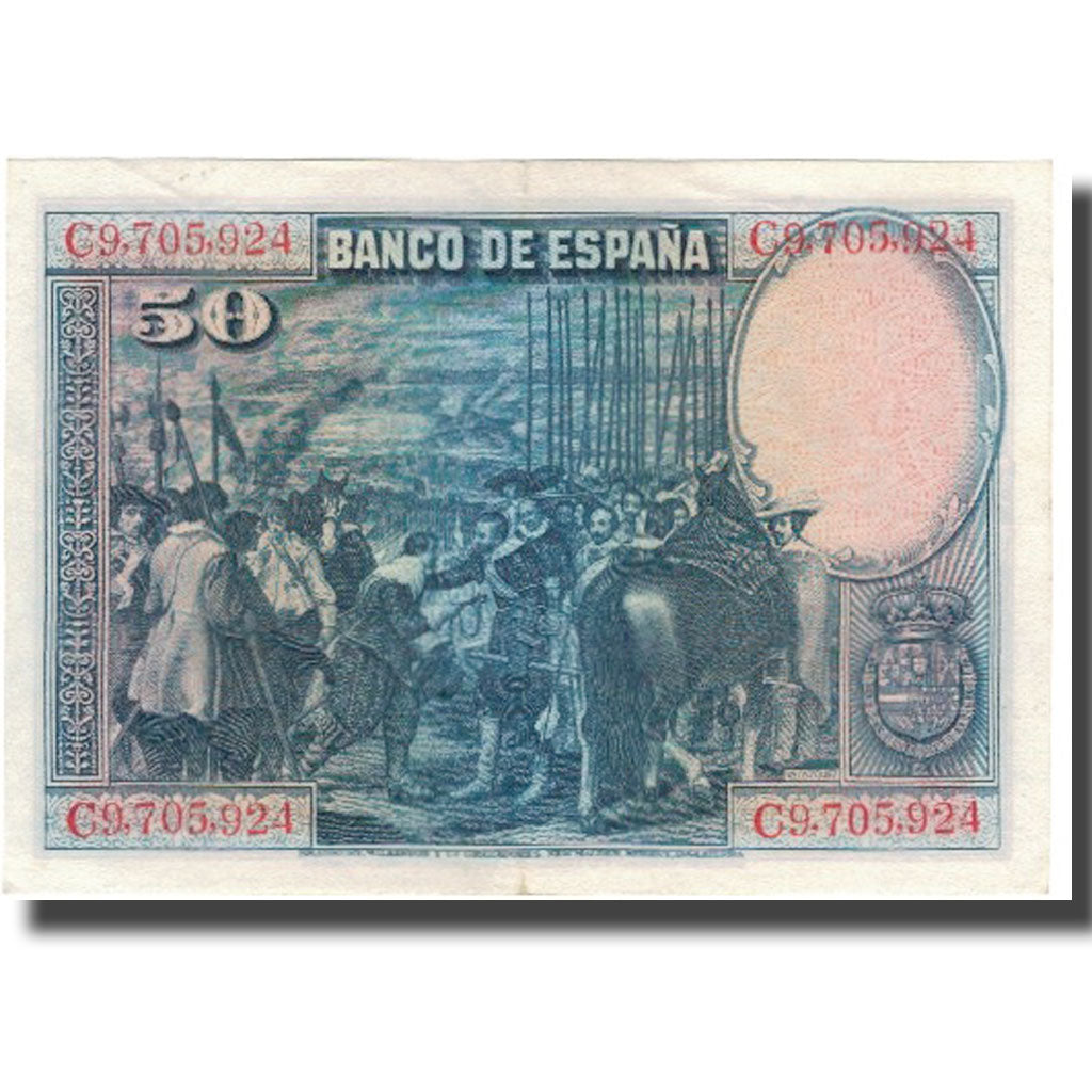 Billet, Espagne, 50 Pesetas, 1928, 1928-08-15, KM:75a, TTB+