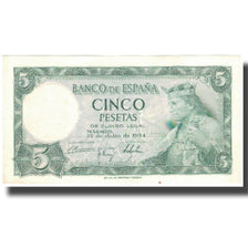 Banknote, Spain, 5 Pesetas, 1954, 1954-07-22, KM:146a, AU(55-58)