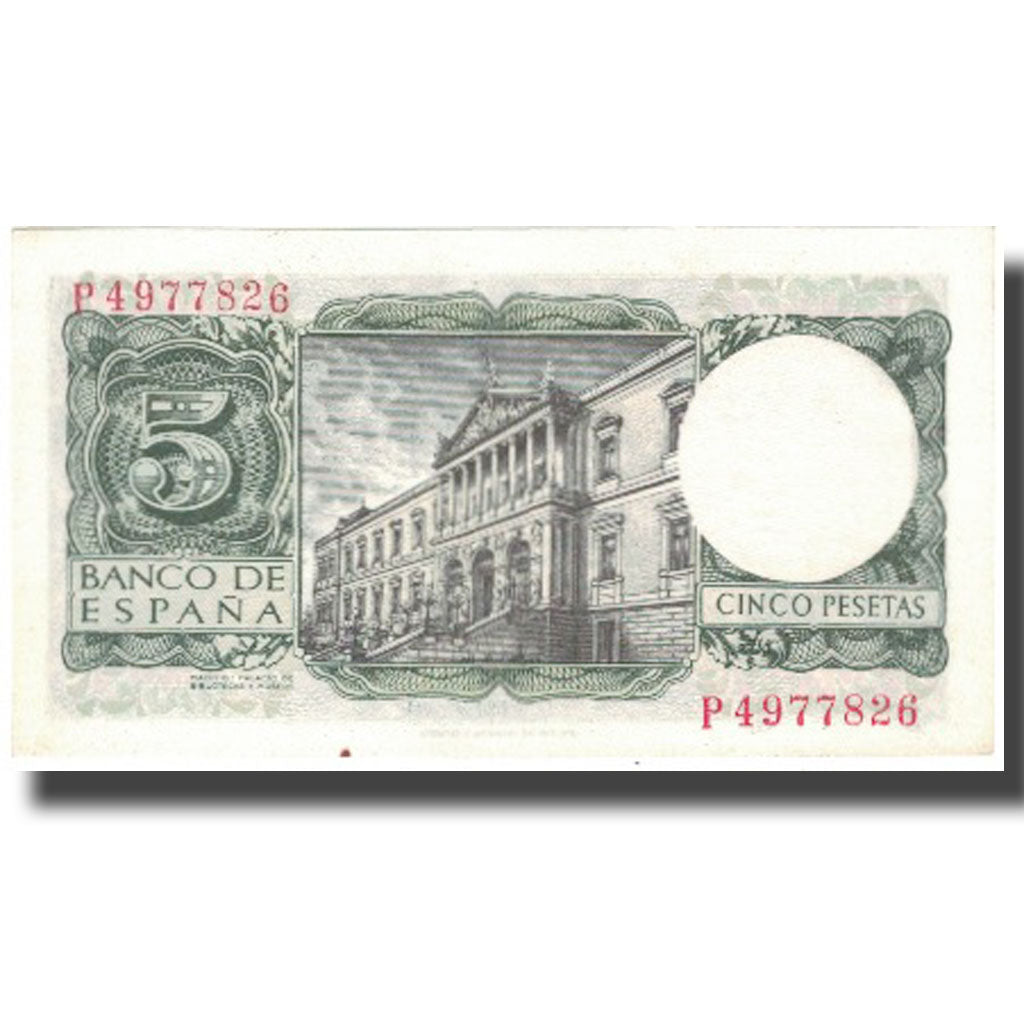 Banknote, Spain, 5 Pesetas, 1954, 1954-07-22, KM:146a, AU(55-58)