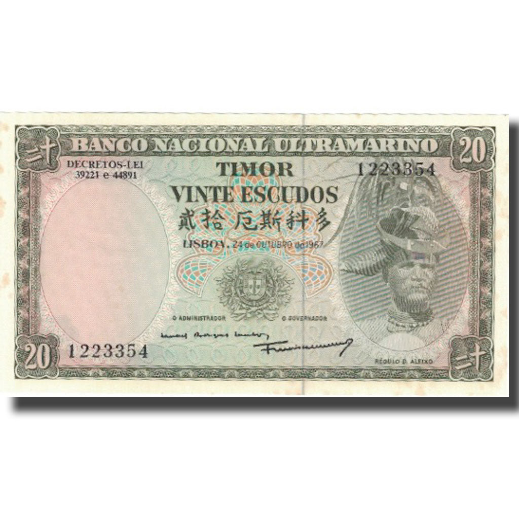 Banconote, Timor, 20 Escudos, 1967, 1967-10-24, KM:26a, SPL