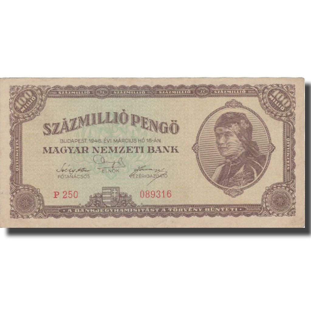 Banknote, Hungary, 100,000,000 Pengö, 1946, 1946, KM:124, EF(40-45)