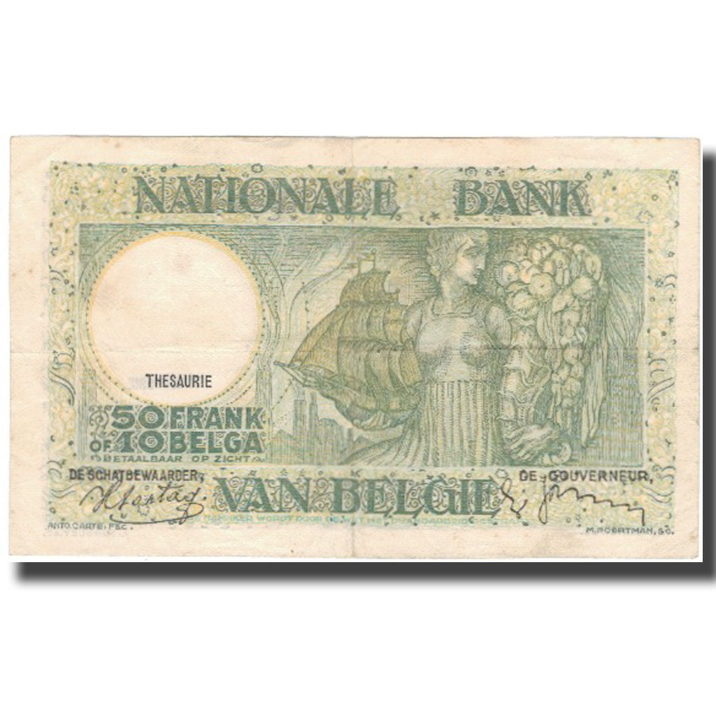 Billet, Belgique, 50 Francs-10 Belgas, 1938, 1938-03-12, KM:100, TB+