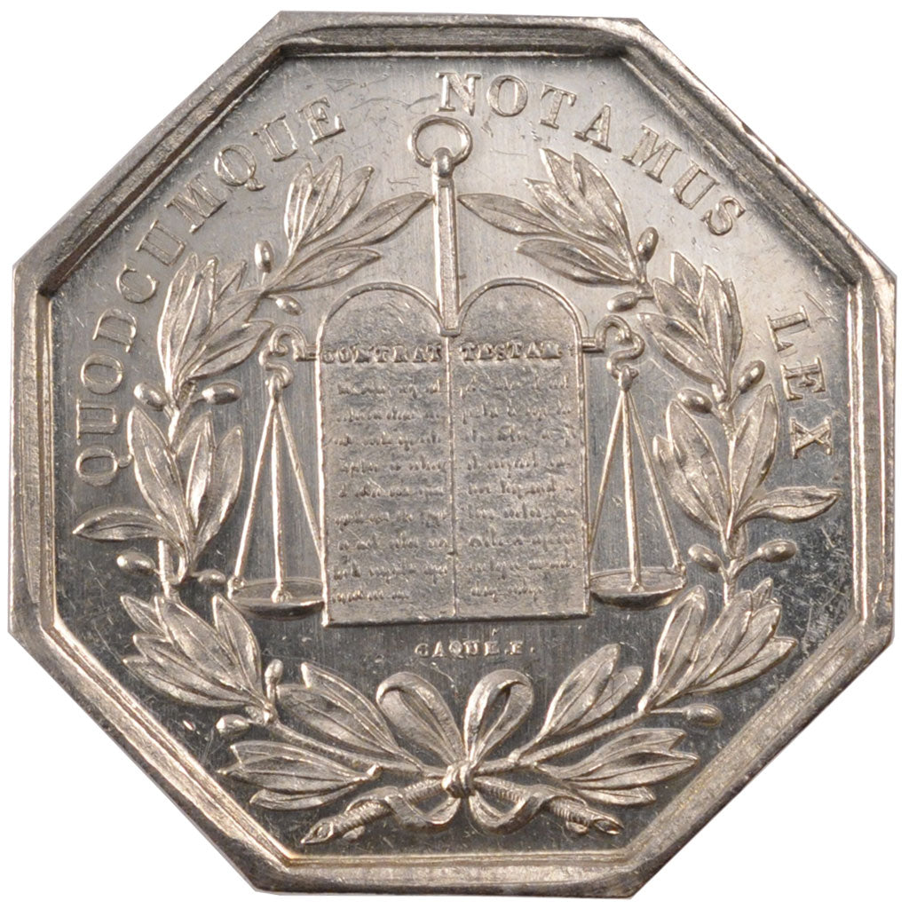 France, Notary, Token, MS(60-62), Silver, Lerouge #201, 14.00