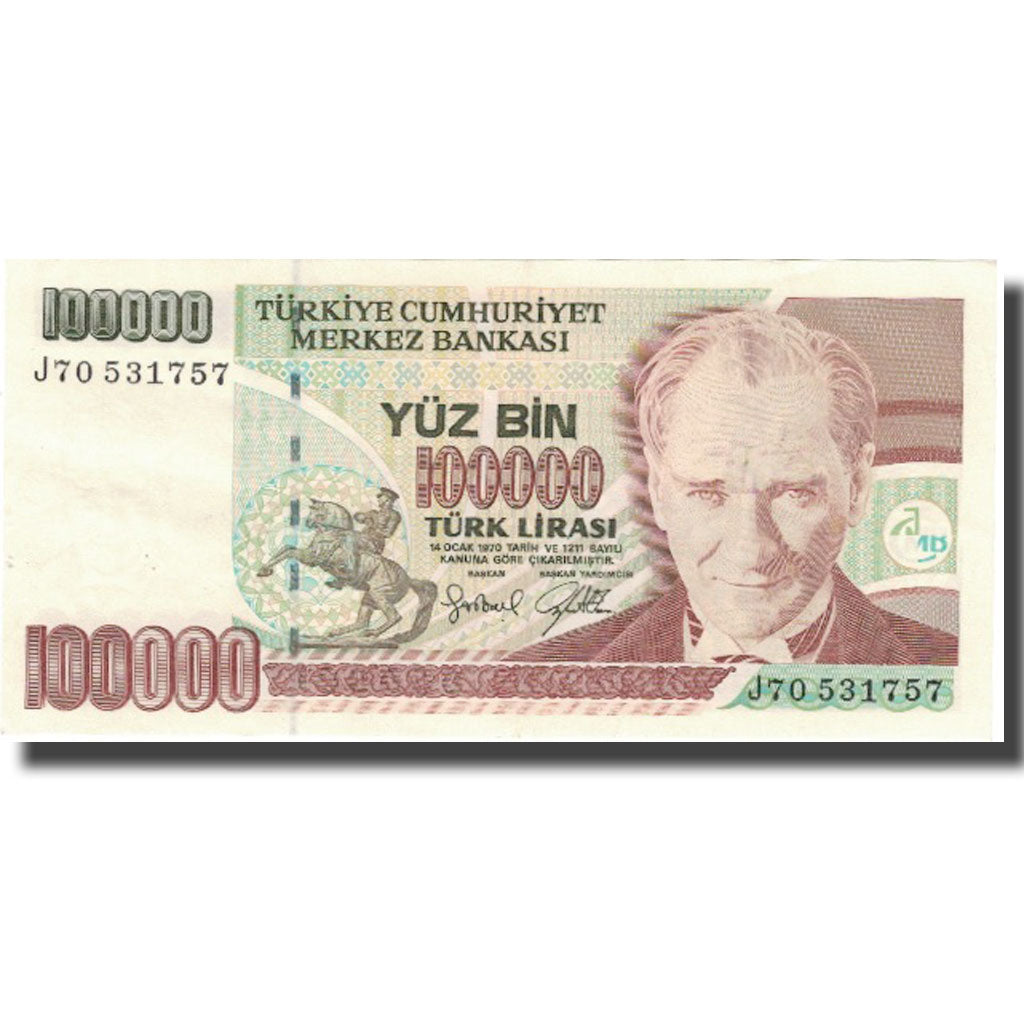 Nota, Turquia, 100,000 Lira, L.1970, 1998, KM:206, EF(40-45)