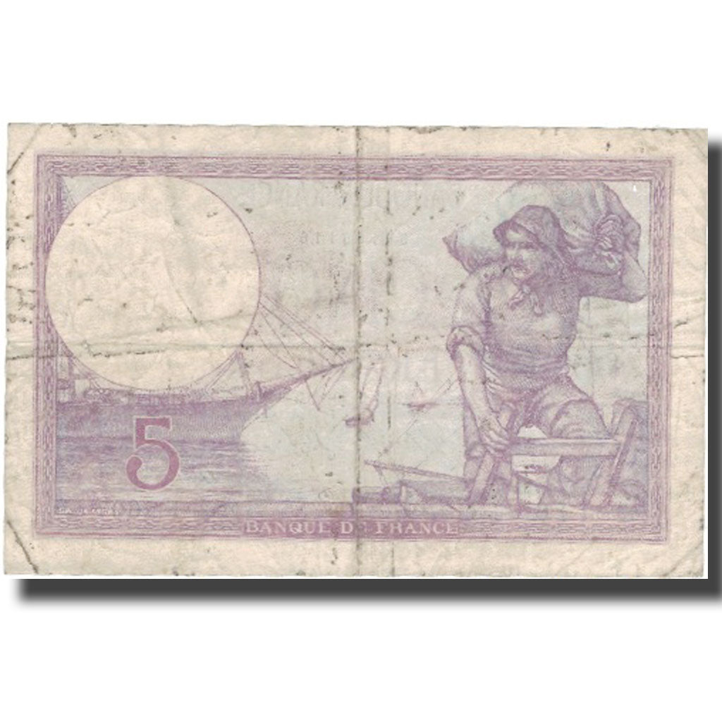 Francia, 5 Francs, Violet, 1918, 1918-06-29, BC+, Fayette:3.2, KM:72a
