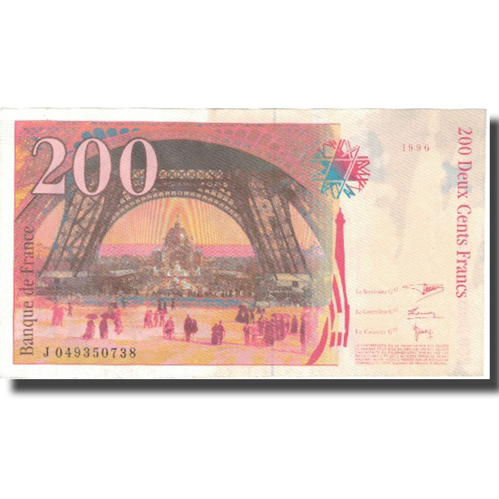 France, 200 Francs, Eiffel, 1996, 1996, TTB, Fayette:75.3b), KM:159b