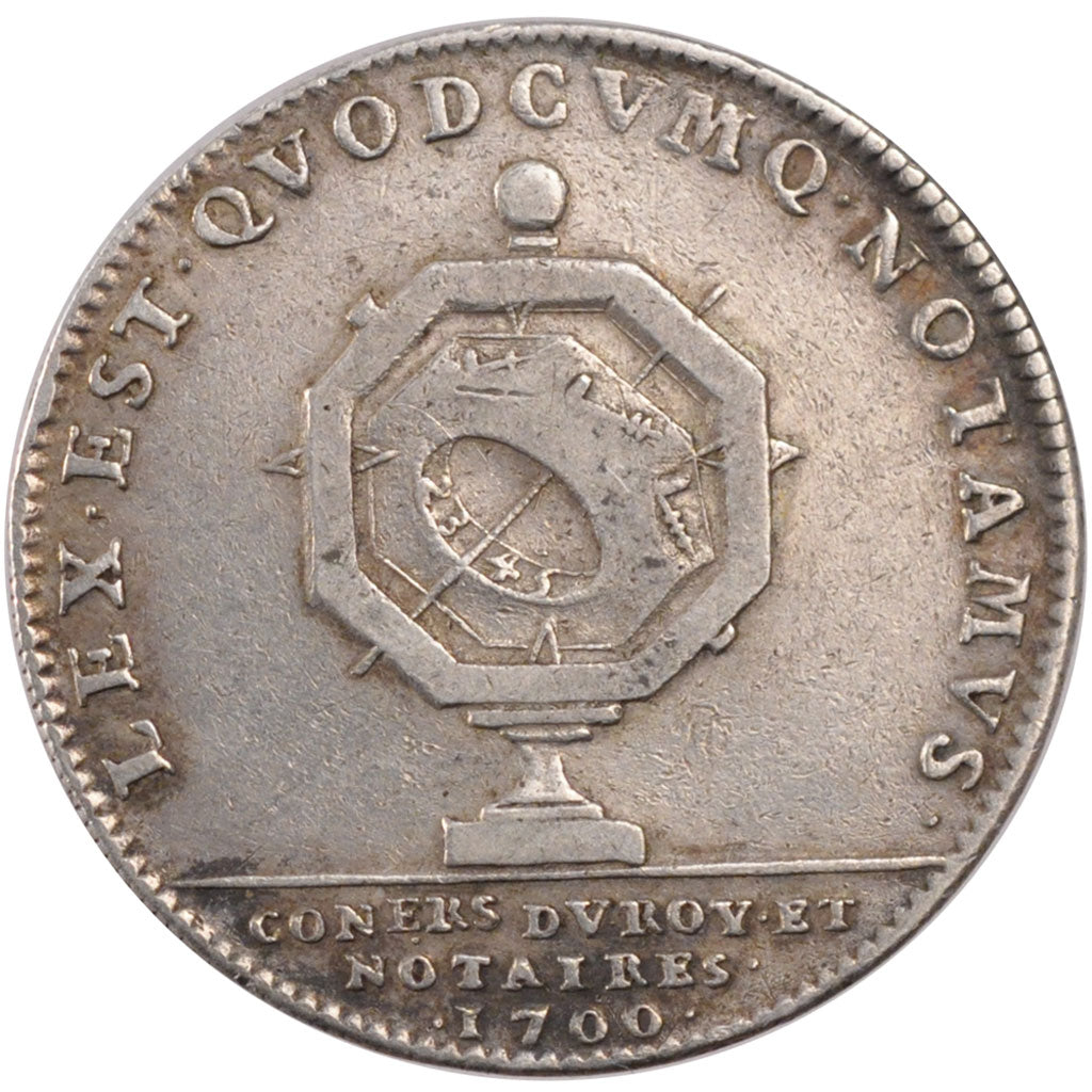 France, Notary, Token, 1700, EF(40-45), Silver, Lerouge #277, 8.00