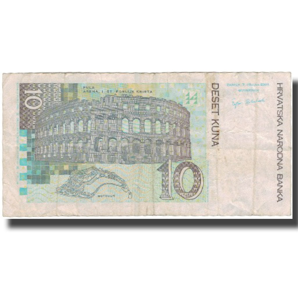 Banconote, Croazia, 10 Kuna, 2001, 2001-03-07, KM:38, MB